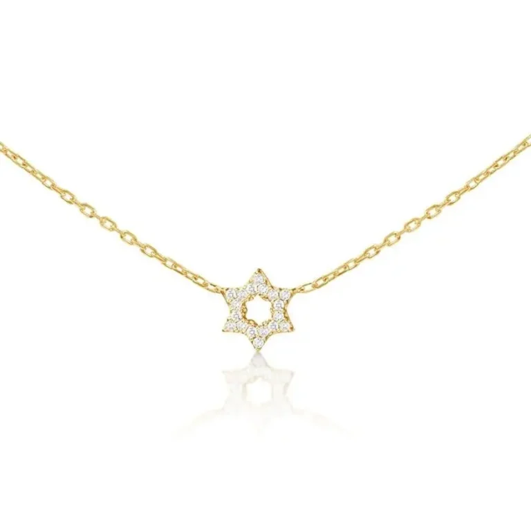 Yellow Gold Tiny Star of David Necklace