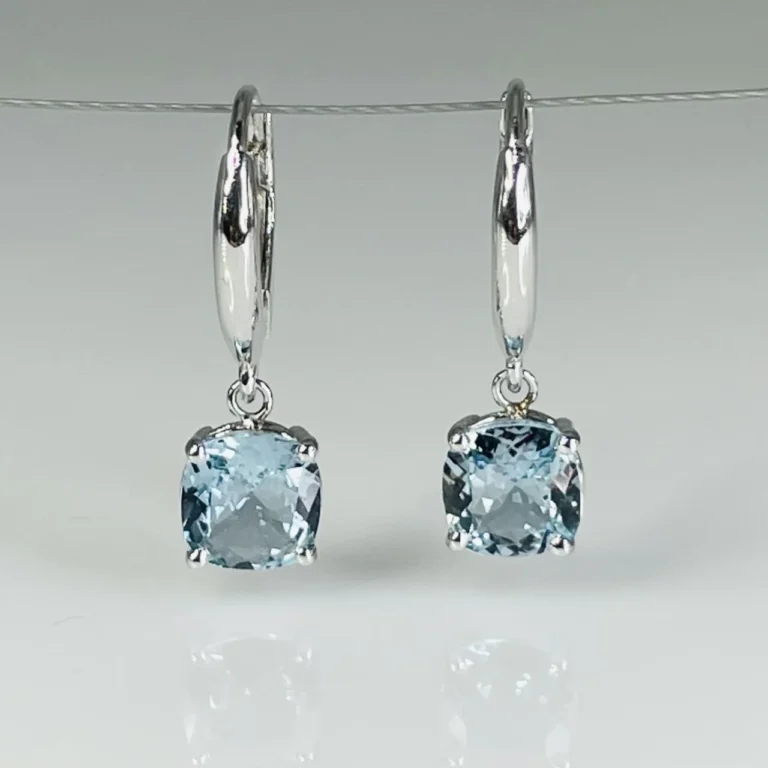 14k White Gold Aquamarine Drop Earrings from Kyle Chan