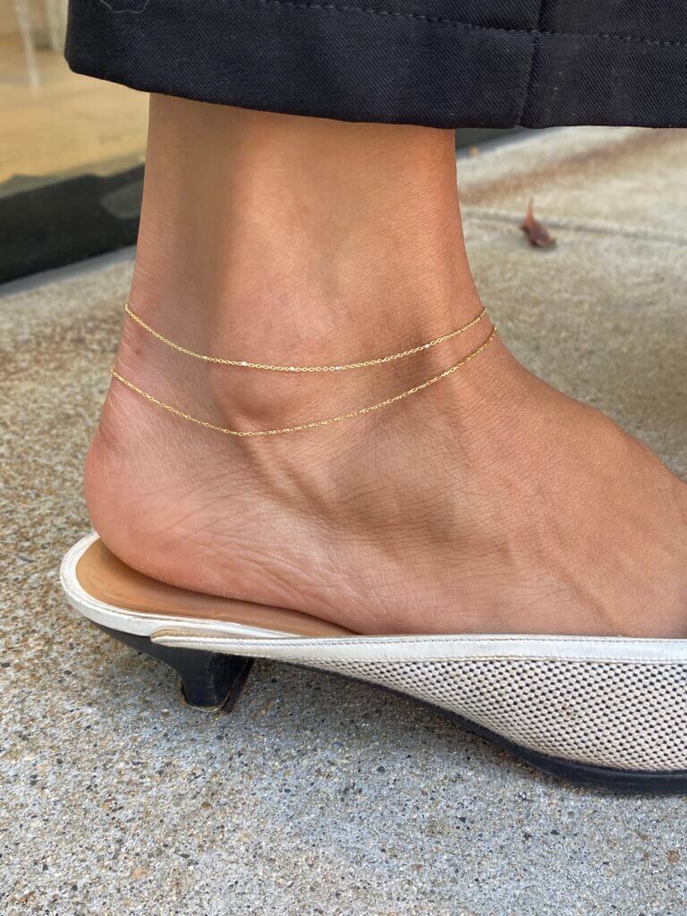 Ice Cube Anklet & Shiny Link Anklet
