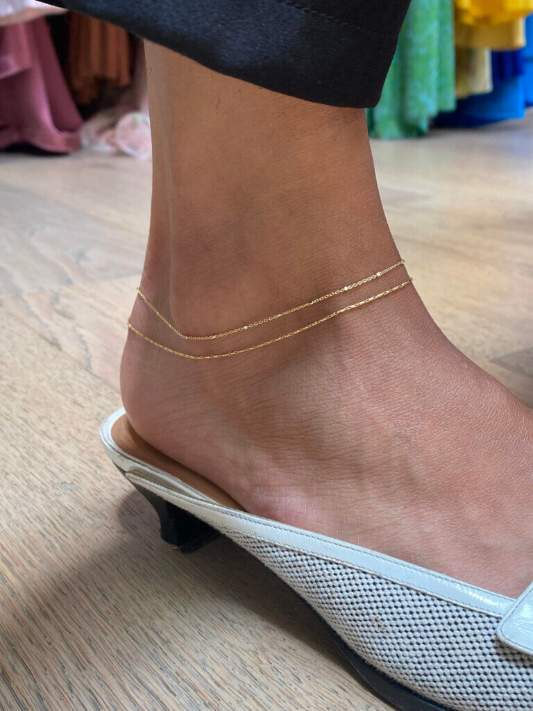 Ice Cube Anklet & Shiny Link Anklet