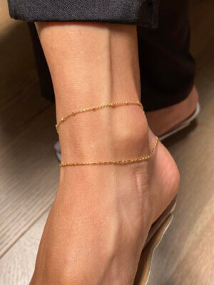 Ice Cube Anklet & Shiny Link Anklet