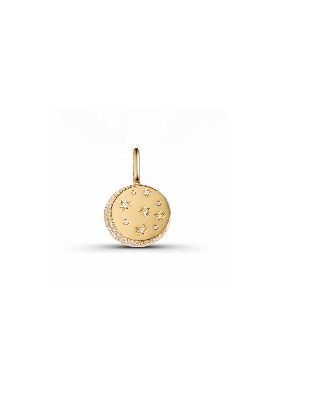 Diamond Crescent Moon and Star Disc Charm