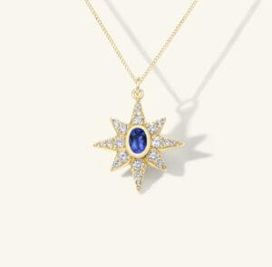 Small Pave Sapphire Starburst Charm