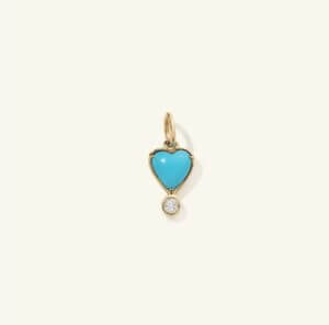 Turquoise Diamond Byrdie Heart Charm