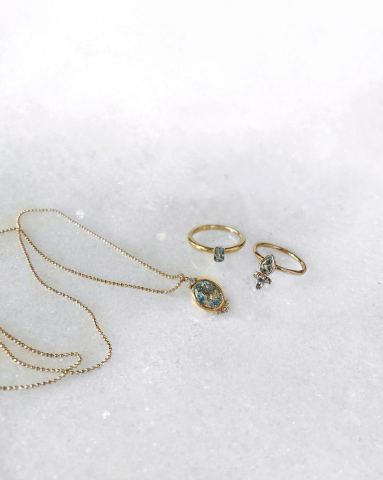 Aquamarine Ring & Necklace for March Birthdays