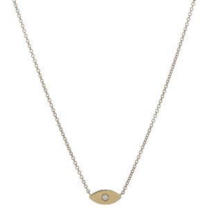 Simple Diamond Evil Eye Necklace in Yellow Gold