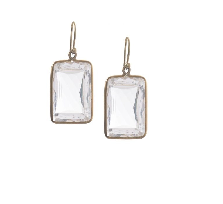 Crystal Rectangle Drop Earrings