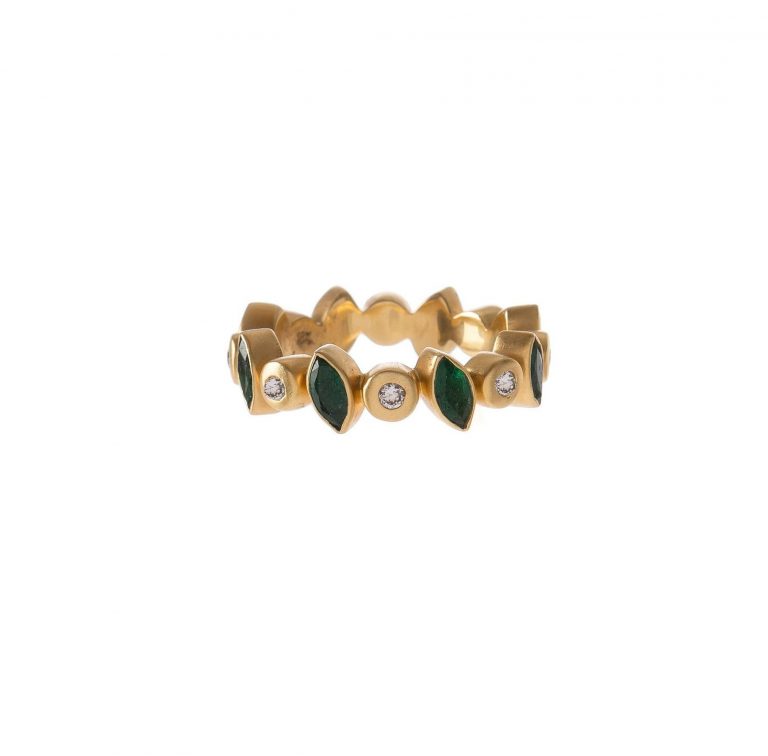Diamond & Emerald Marquis Ring