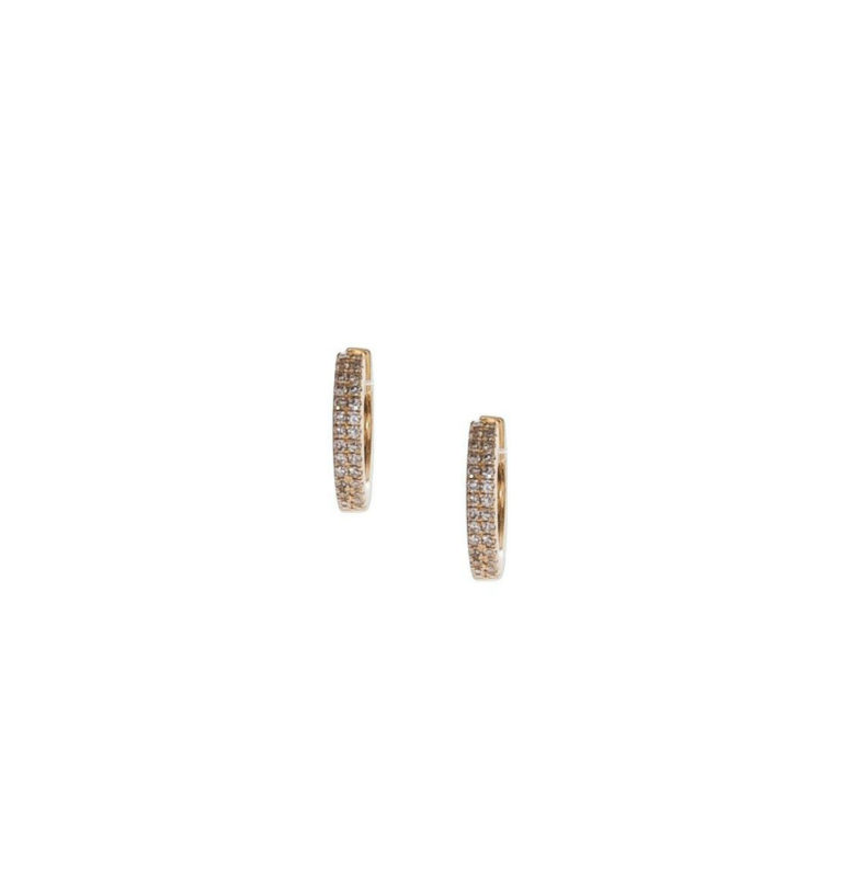2 Row Pave Huggies in Yellow Gold