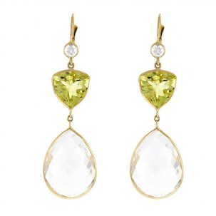 Lemon Quartz & Crystal Drop Earrings