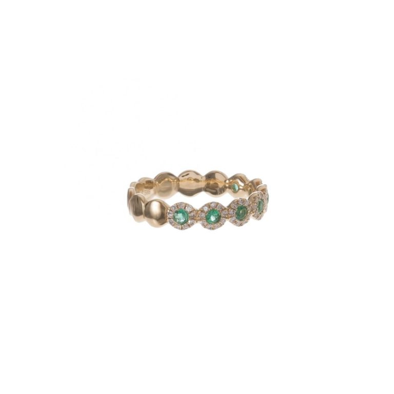 Pave & Bezel Emerald Circles Ring
