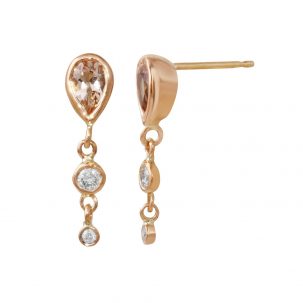 Morganite & Diamond Dangle Earrings