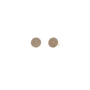 Small Pave Disc Studs in Yellow Gold, Available at Moondance Jewelry Gallery