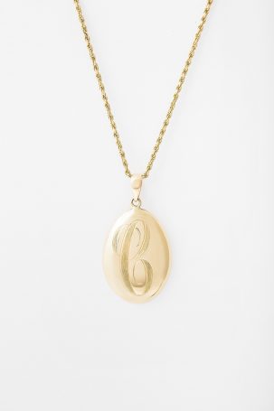 Large Engraved Ovate Signet Necklace