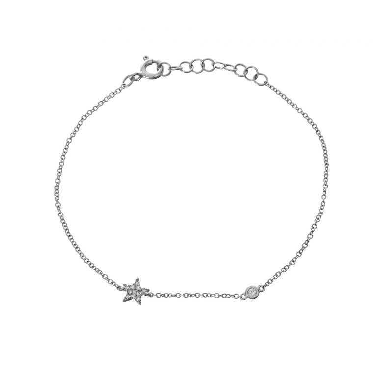 Pave Star & Single Bezel Diamond Bracelet