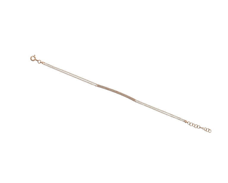 2-Row Pave Bar Double Chain Bracelet in Rose Gold