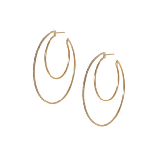 Pave Diamond Double Hoops in Yellow Gold