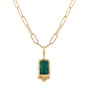Rectangle Emerald Trio Diamond link Chain
