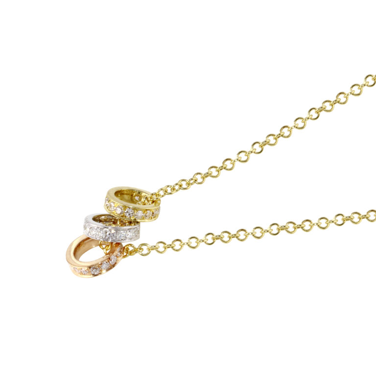 Mini Diamond Ring Trio Necklace