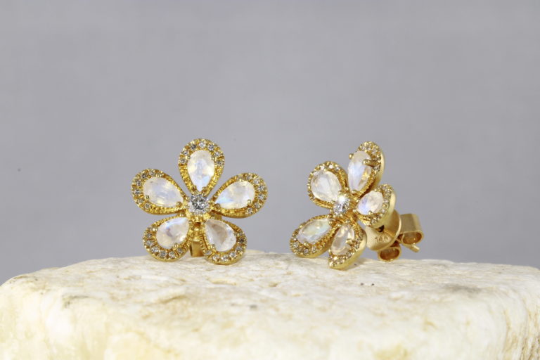 Flower Earrings on a Natural Background from Moondance Jewelry Store, Santa Monica CA