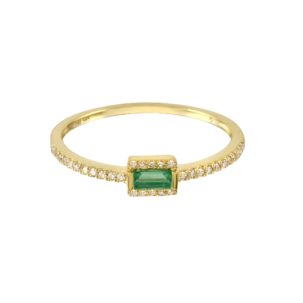 Emerald Baguette with Diamond Pave