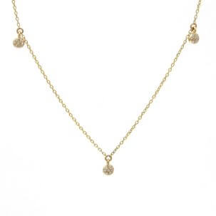 14k Yellow Gold Pave Diamond Gold Disk Necklace