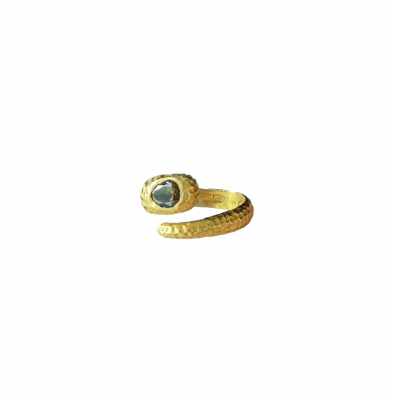 Brown Diamond Hammered Snake Ring - View 3