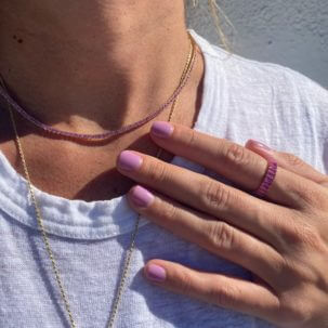 Pink Sapphire Tennis Necklace and Baguette Eternity Ring - Both New at Moondance Jewelry Gallery