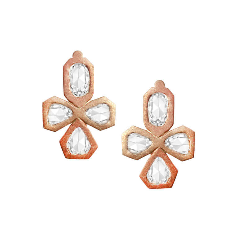 4 Clover Diamond Earrings in Rose Gold at Moondance Jewelry Gallery