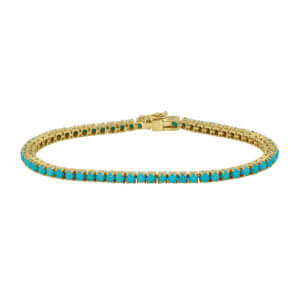 18k Yellow Gold with Turquoise Tennis Bracelet