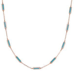 Turquoise Bar Necklace in 14k Rose Gold