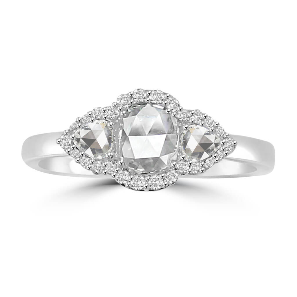 Oval & Pear Diamond Ring in White Gold