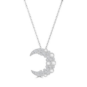 Diamond Crescent Moon Cluster Necklace