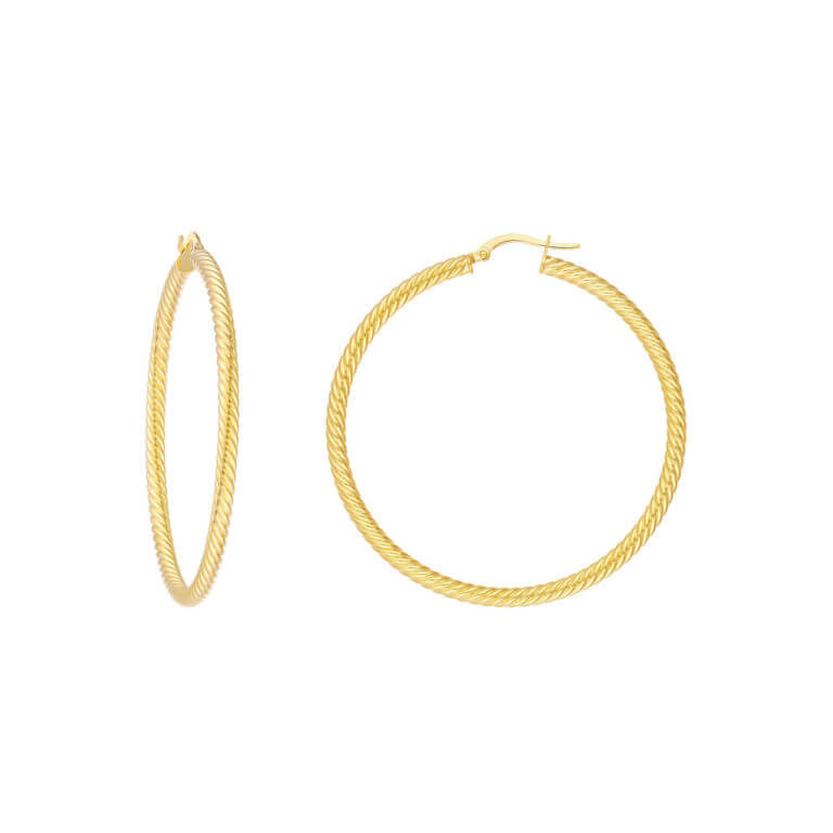 The Moondance Collection Yellow Gold Rope Twist Hoops 50mm