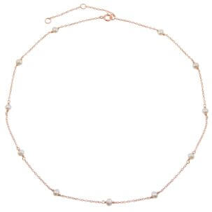 Mini Freshwater Pearl Station Necklace in Rose Gold Vermeil